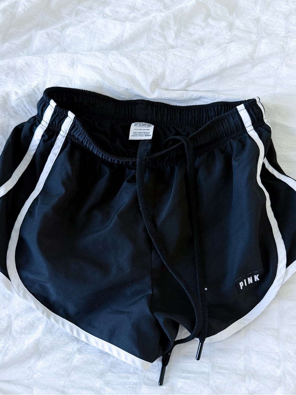PINK Victoria's Secret Black Athletic Shorts with White Trim